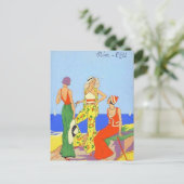 1930年代ファッショナブルビーチパジャマ葉書 ポストカード (スタンド正面)