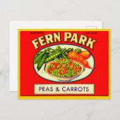 1930年代ファーンパーク豆とにんじんラベル ポストカード (正面/裏面)