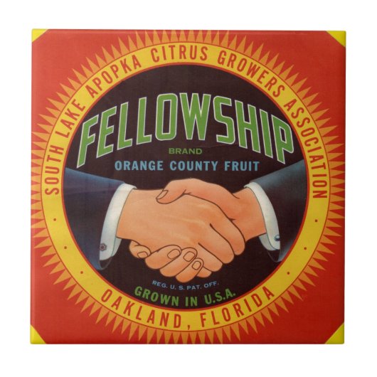 1930年代フェローシップOrange County Citrusラベル タイル (正面)
