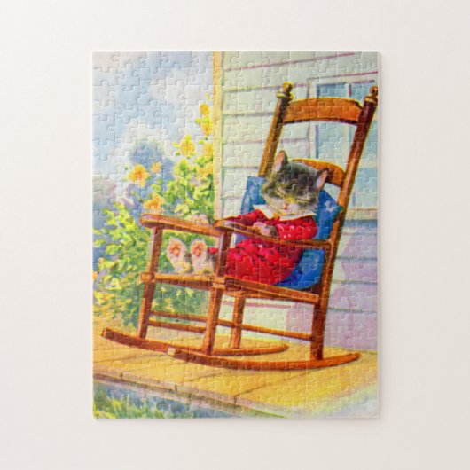1930年代ポーチロッカーで可愛らしい子猫 ジグソーパズル (縦)