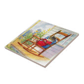 1930年代ポーチロッカーで可愛らしい子猫 タイル (側面)