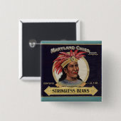 1930年代メリーランド州のチーフストリンレス豆ラベル 缶バッジ (正面&裏面)