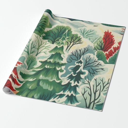 1930年代レトロクリスマスラッピング紙 ラッピングペーパー (アンロールド)