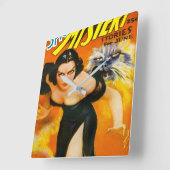 1930年代ヴィンテージクラシックパルプイラストレーション スクエア壁時計 (傾斜)