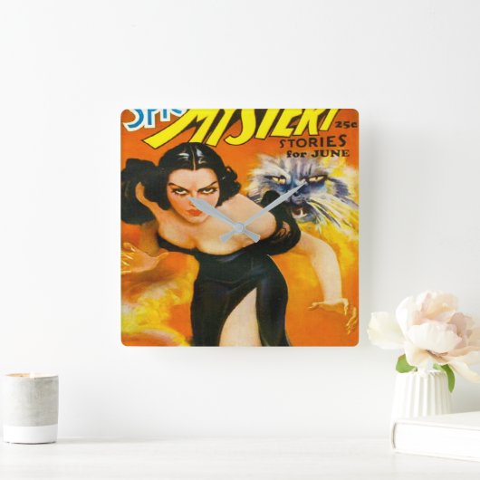 1930年代ヴィンテージクラシックパルプイラストレーション スクエア壁時計 (ホーム)