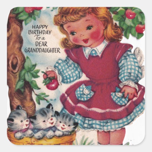 1930年代ヴィンテージハッピーバースデー孫娘 スクエアシール (正面)