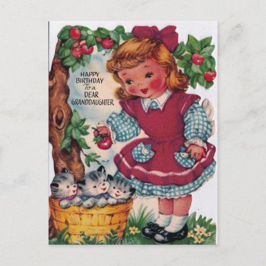 1930年代ヴィンテージハッピーバースデー孫娘 ポストカード (正面)