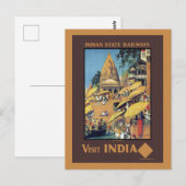 1930年代 ヴィンテージ インド 旅行ポスター ヴァラナシ ガンジス川 ポストカード (正面/裏面)