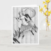 1930年頃ヴィンテージのDecoのアイススケーターのスケッチ カード (黄色い花)