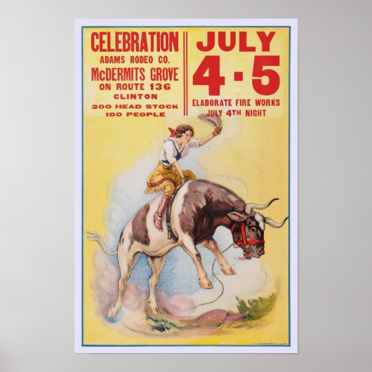 1930年7月4日ロデオ ヴィンテージ広告 ポスター (正面)