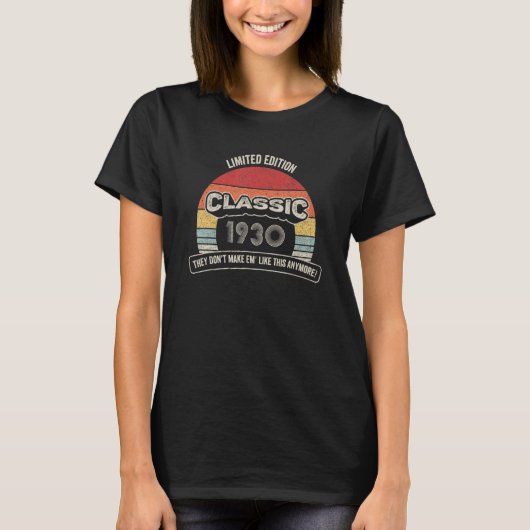 1930生まれ年92誕生日92歳のヴィンテージ Tシャツ (正面)