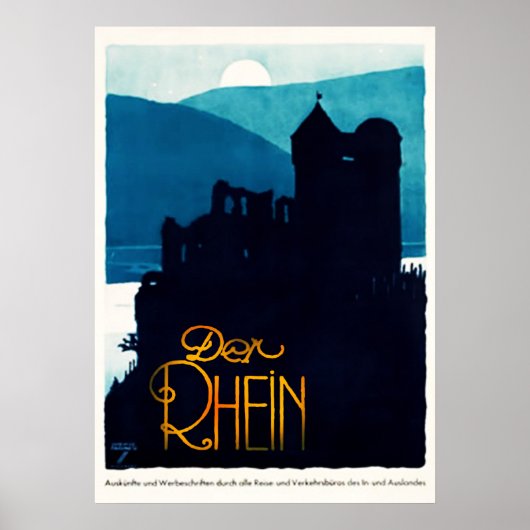 1930 Der Rheinドイツ旅行ポスター ポスター (正面)