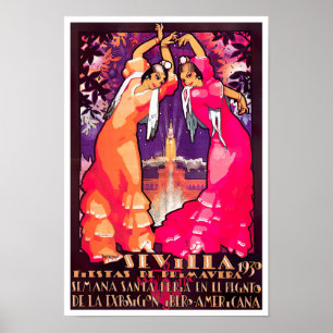 1930 Feria de Sevilla vintage travel ポスター