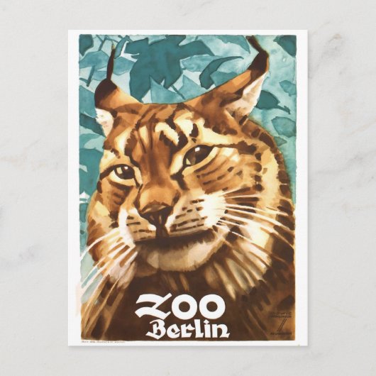 1930 Ludwig Hohlwein Berlin Zoo Lynxポスター ポストカード (正面)