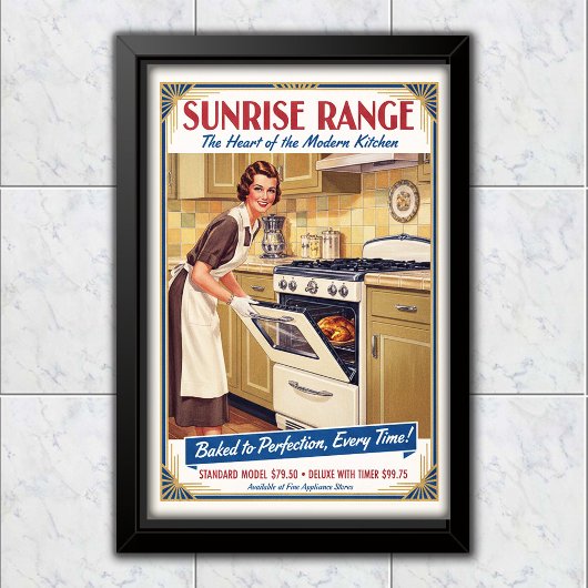 1930 Vintage Sunrise Range Oven Advertising ポスター