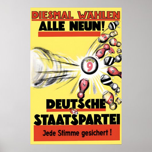 1930 Weimar Republic Election Poster German State ポスター (正面)