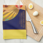 1930sオレンジ色のクラートラベルハンドサムプリント キッチンタオル (四つ折り)