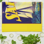 1930sセイルズノースウェストアップルクラートラベルプリント キッチンタオル (折り畳み)