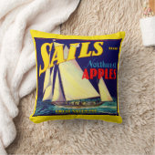 1930sセイルズノースウェストアップルクラートラベルプリント クッション (ブランケット)