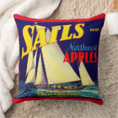 1930sセイルズノースウェストアップルクラートラベルプリント クッション (ブランケット)
