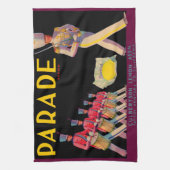 1930sパレードレモンクラートラベルプリント キッチンタオル (縦)