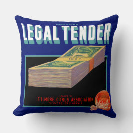 1930sリーガルテンダーオレンジクレートラベル クッション