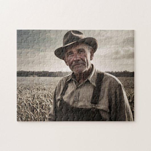 1930s農家パズル-ヴィンテージB&W写真 ジグソーパズル (横)