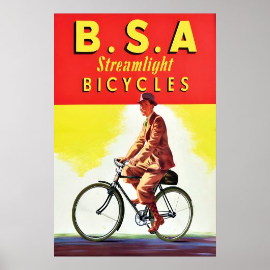 1930s British Bicycle advertisement Poster BSA ポスター (正面)