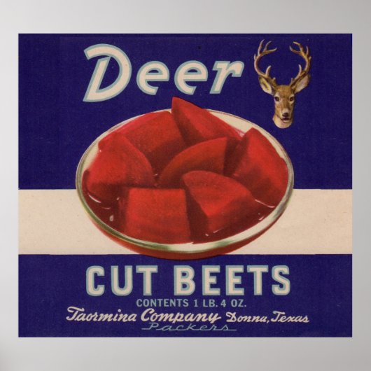 1930s Deer Cut Beets can label ポスター (正面)