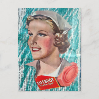 1930s era Nurse with health soap collage ポストカード