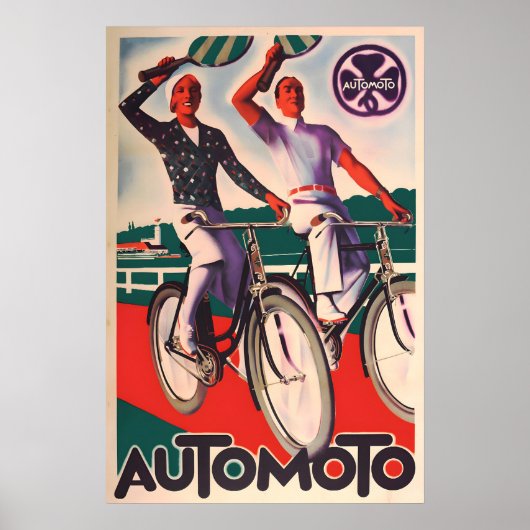 1930s French Bicycle advertisement Poster Automoto ポスター (正面)