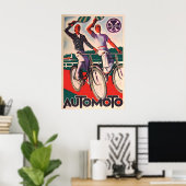 1930s French Bicycle advertisement Poster Automoto ポスター (ホームオフィス)
