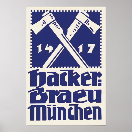 1930s German Beer advertisement Poster Hackerbräu ポスター (正面)
