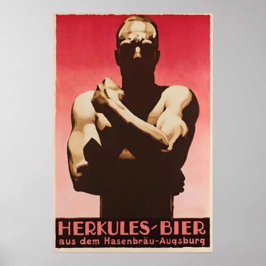 1930s Herkules Beer Poster Vintage German ポスター (正面)