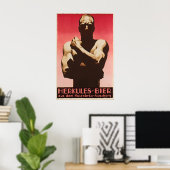 1930s Herkules Beer Poster Vintage German ポスター (ホームオフィス)