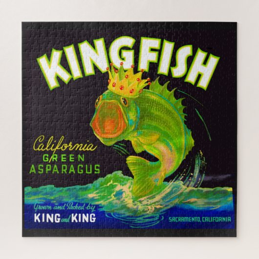 1930s Kingfish asparagus crate label ジグソーパズル (縦)