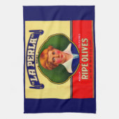 1930s LaPerla Olivesラベルプリント キッチンタオル (縦)