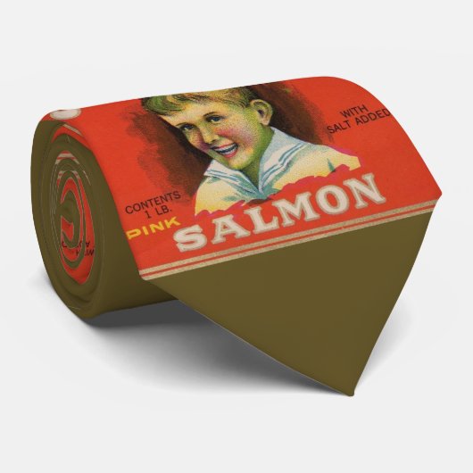 1930s Mi-Boy pink salmon can label print ネクタイ (ロール)