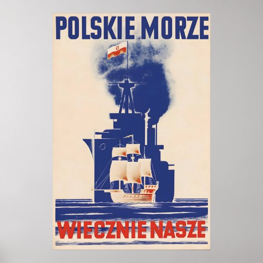 1930s Poland Propaganda Poster Baltic Sea Polish ポスター (正面)