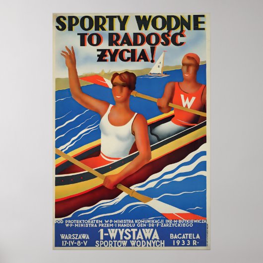 1930s Poland Sports Promotion poster Rowing Public ポスター (正面)