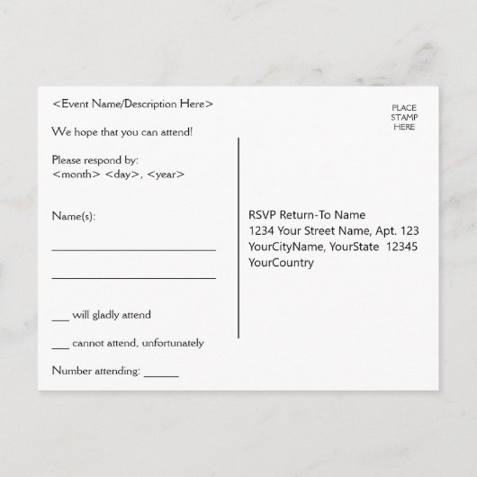 1930s RSVPポストカインスパイアージを見る ポストカード (裏面)