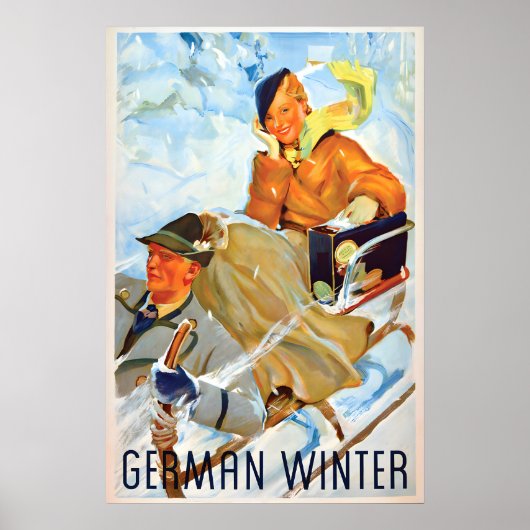 1930s travel Poster German Winter Ski jumping ポスター (正面)