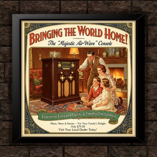 1930s Vintage Radio Console Advertising Poster ポスター