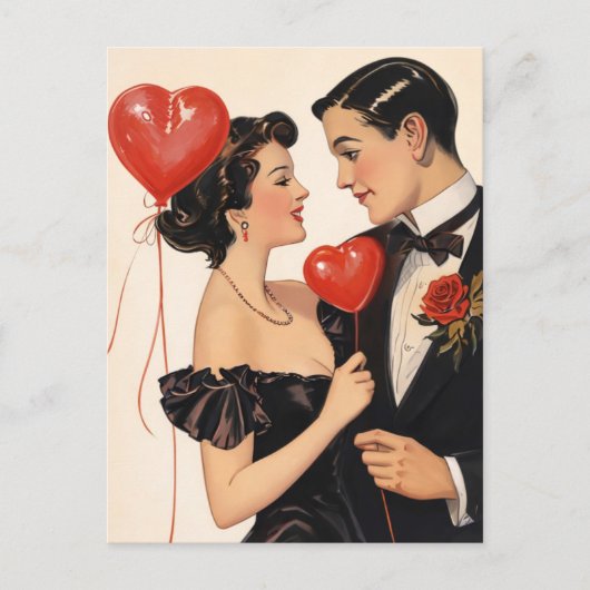 1930s Vintage Valentine Postcard – Romantic Art  ポストカード (正面)