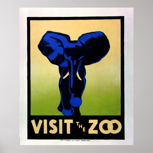 1930's Visit The Zoo WPA Poster ポスター (正面)