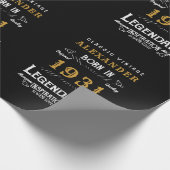 1931パーソナライズされた年生誕生まれ生日ヴィンテージ黒 ラッピングペーパー (角)