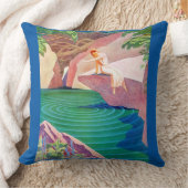 1931年アートデコの女の子池 クッション (ブランケット)