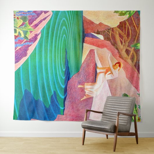 1931年アートデコの女の子池 タペストリー (インサイチュ(横))