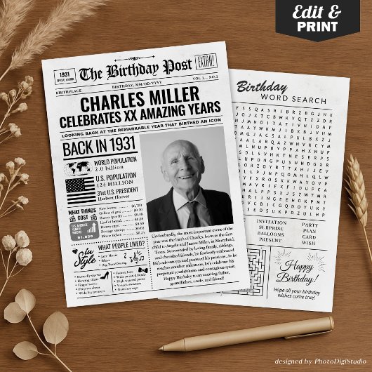 1931年カスタム新聞紙誕生日カード、トレンド シーズンカード