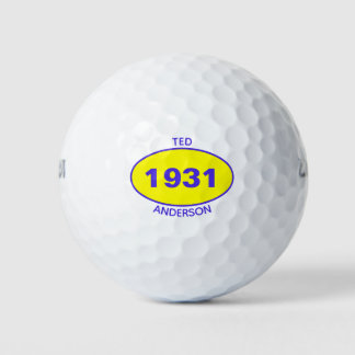 1931 90誕生日イエロー名任意の年のゴルフボール ゴルフボール